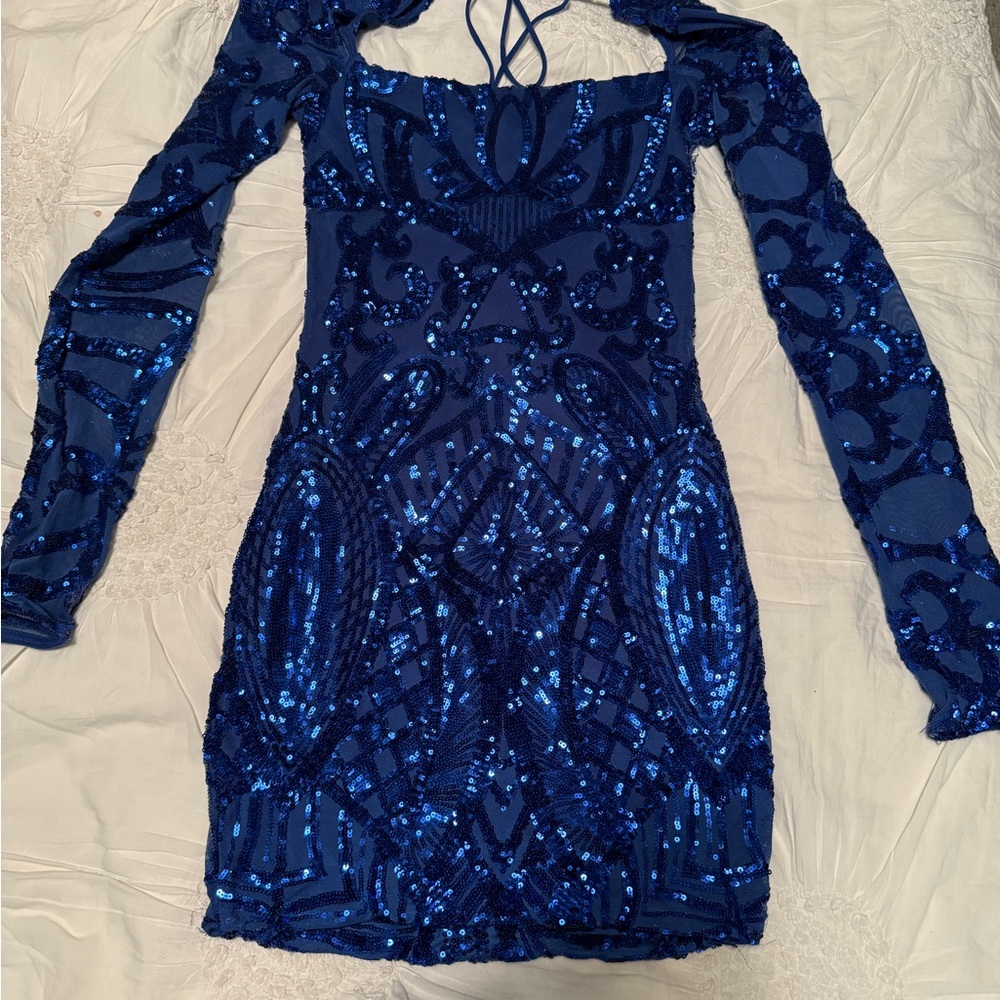 Lucy in the Sky Elegant Blue Sequin Dress